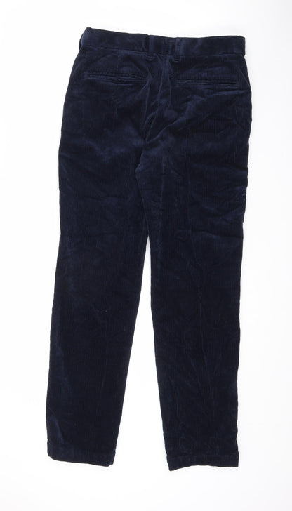 Marks and Spencer Mens Blue Cotton Trousers Size 30 in L31 in Regular Zip