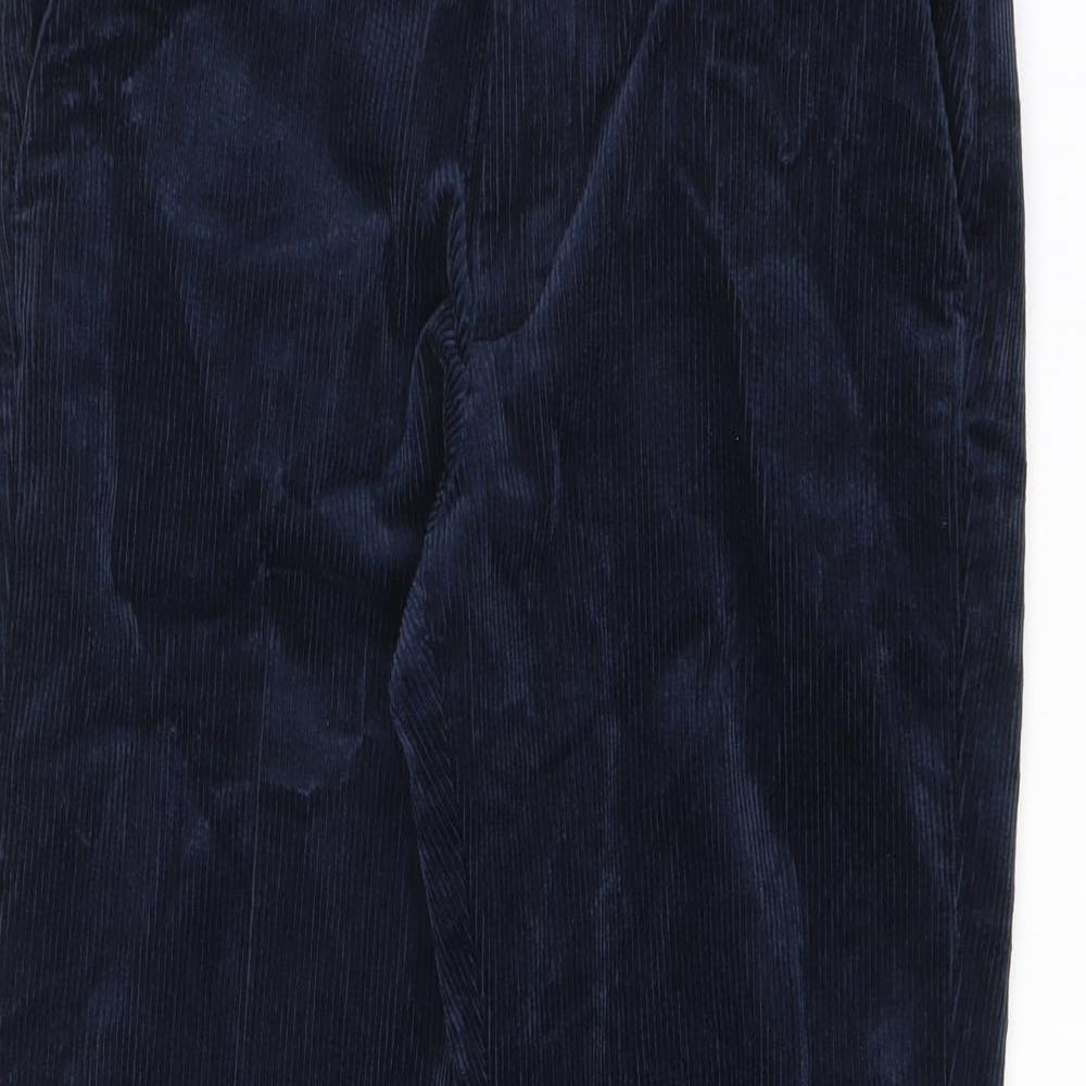 Marks and Spencer Mens Blue Cotton Trousers Size 30 in L31 in Regular Zip