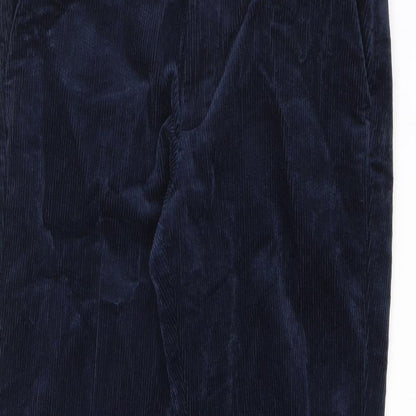 Marks and Spencer Mens Blue Cotton Trousers Size 30 in L31 in Regular Zip