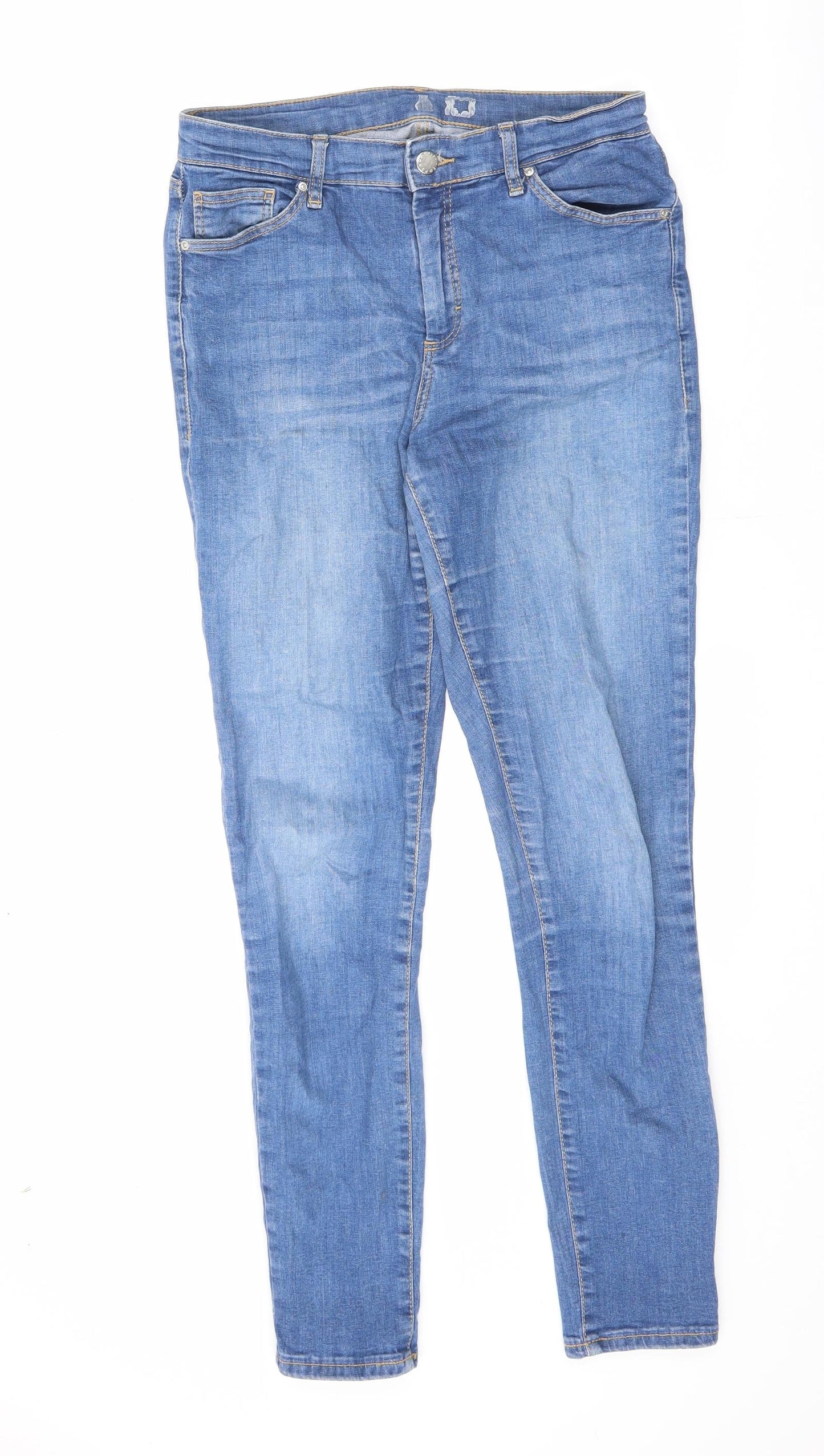 Topshop Womens Blue Cotton Skinny Jeans Size 28 in L32 in Regular Zip