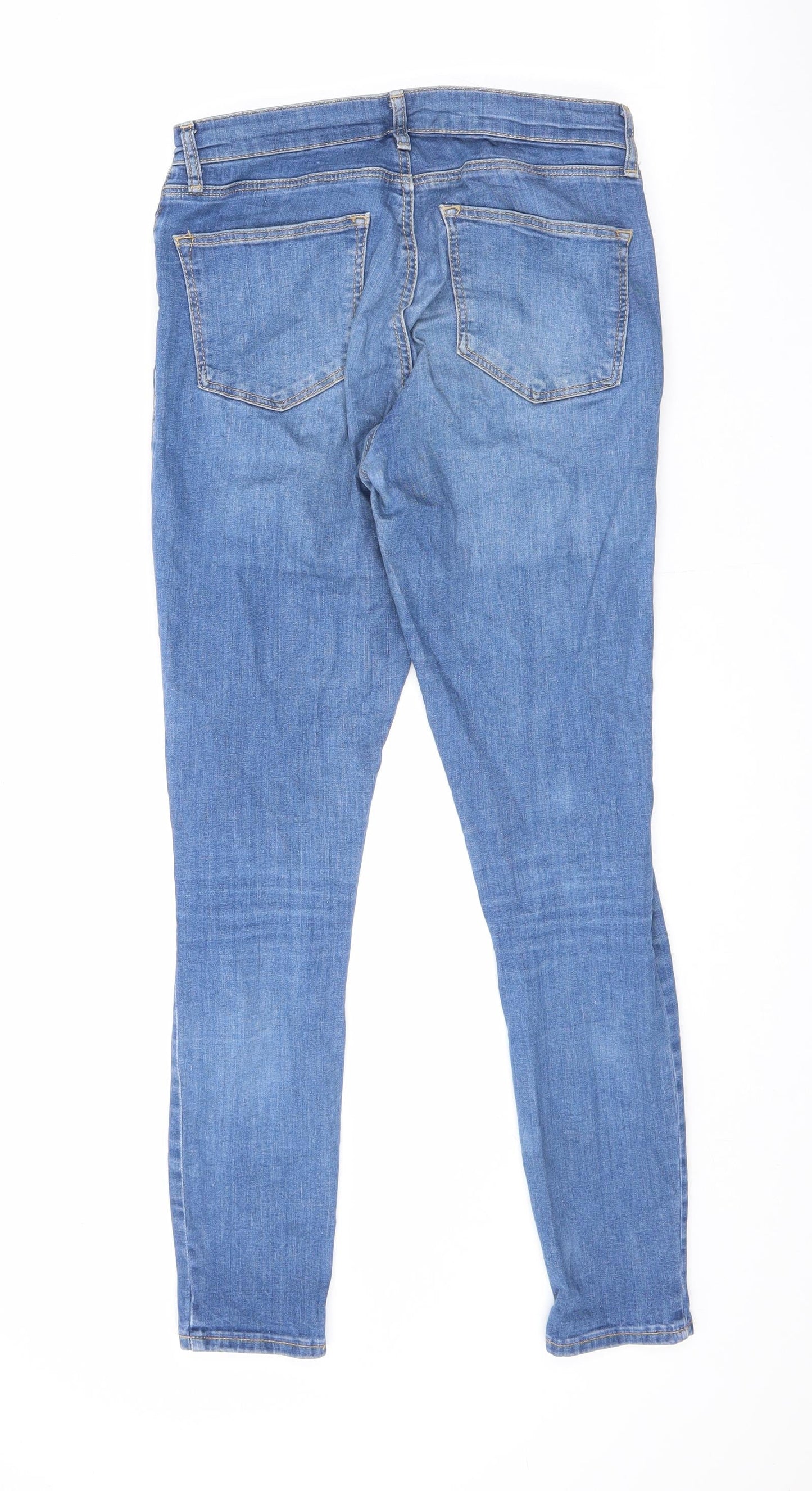 Topshop Womens Blue Cotton Skinny Jeans Size 28 in L32 in Regular Zip