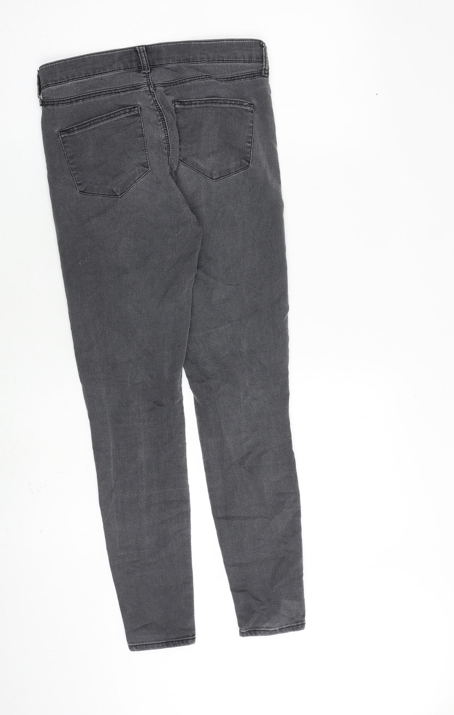 Topshop Womens Grey Cotton Skinny Jeans Size 26 in L30 in Regular Zip