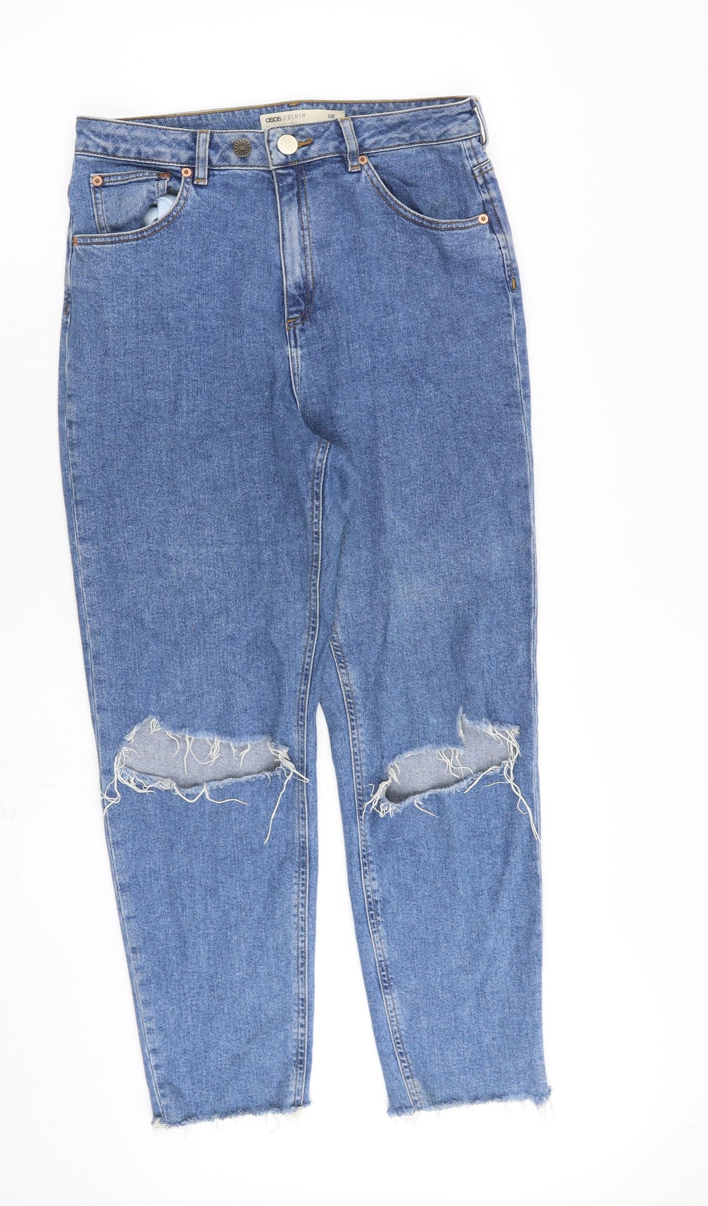 ASOS Womens Blue Cotton Straight Jeans Size 30 in L30 in Regular Zip