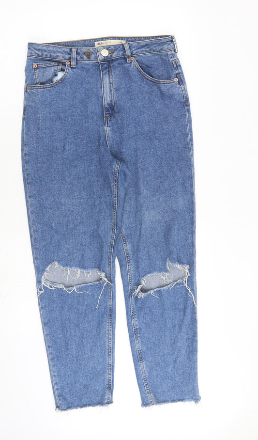 ASOS Womens Blue Cotton Straight Jeans Size 30 in L30 in Regular Zip
