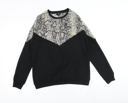 River Island Womens Black Polyester Pullover Sweatshirt Size XS Pullover - Snake Skin Print