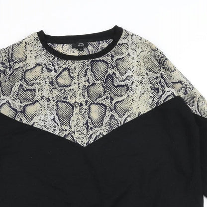 River Island Womens Black Polyester Pullover Sweatshirt Size XS Pullover - Snake Skin Print