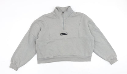 Pink Soda Womens Grey Cotton Pullover Sweatshirt Size 14 Zip