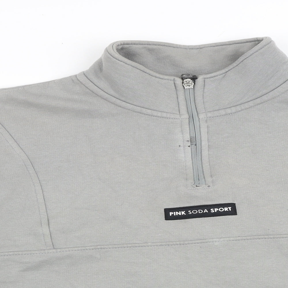 Pink Soda Womens Grey Cotton Pullover Sweatshirt Size 14 Zip