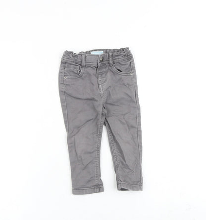 Denim & Co. Baby Grey Cotton Capri Jeans Size 12-18 Months Zip