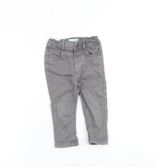 Denim & Co. Baby Grey Cotton Capri Jeans Size 12-18 Months Zip