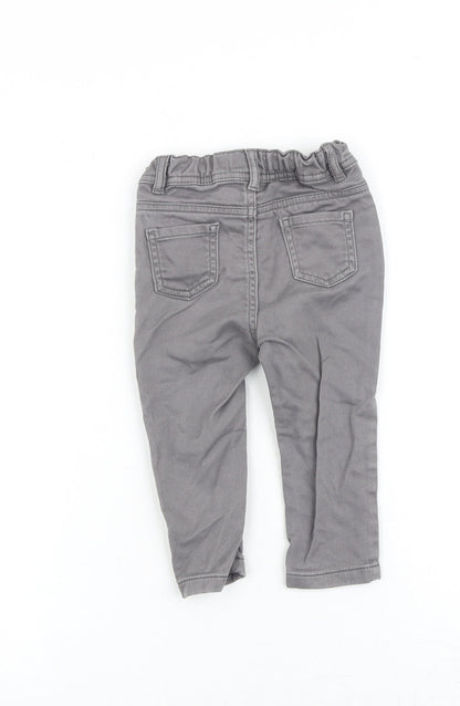 Denim & Co. Baby Grey Cotton Capri Jeans Size 12-18 Months Zip