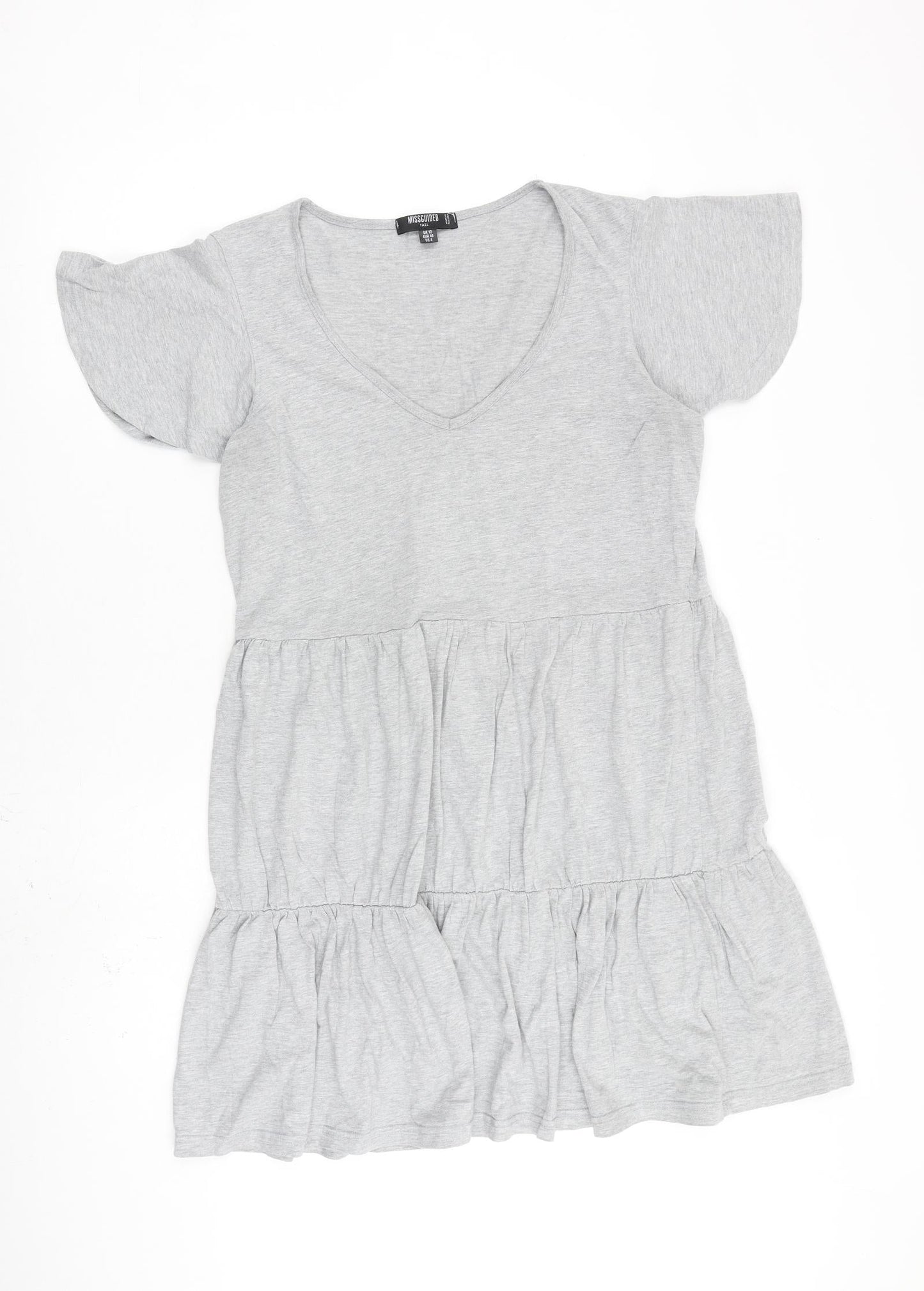 Missguided Womens Grey Polyester Shift Size 12 V-Neck Pullover