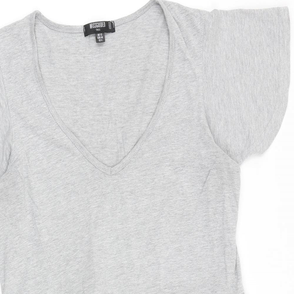 Missguided Womens Grey Polyester Shift Size 12 V-Neck Pullover