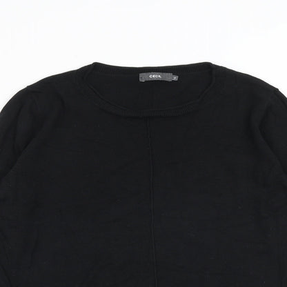 Cecil Womens Black Round Neck Cotton Pullover Jumper Size L