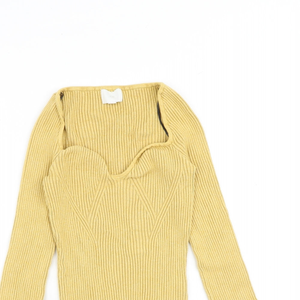 Womens UK Size M H&M Yellow Pullover Jumper