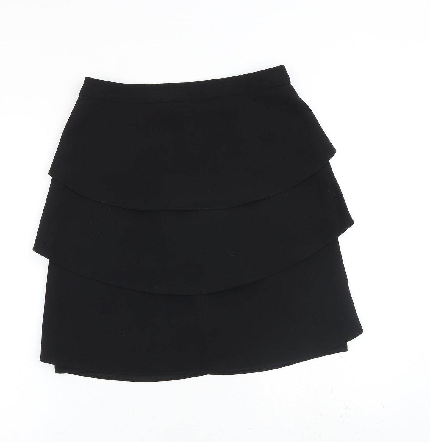 Monsoon Womens Black Polyester Pleated Skirt Size 8 Zip
