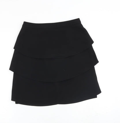 Monsoon Womens Black Polyester Pleated Skirt Size 8 Zip