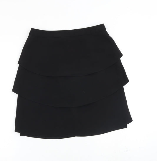 Monsoon Womens Black Polyester Pleated Skirt Size 8 Zip