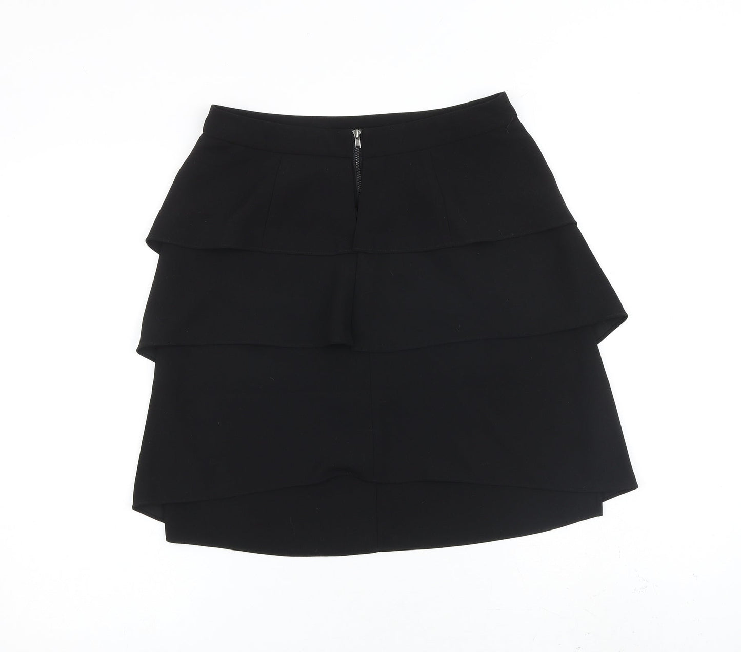 Monsoon Womens Black Polyester Pleated Skirt Size 8 Zip