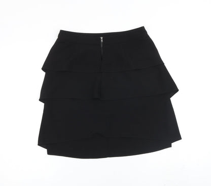 Monsoon Womens Black Polyester Pleated Skirt Size 8 Zip