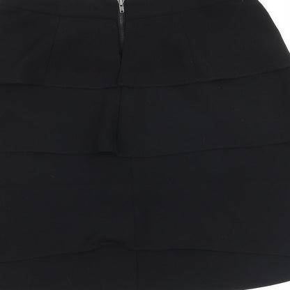 Monsoon Womens Black Polyester Pleated Skirt Size 8 Zip