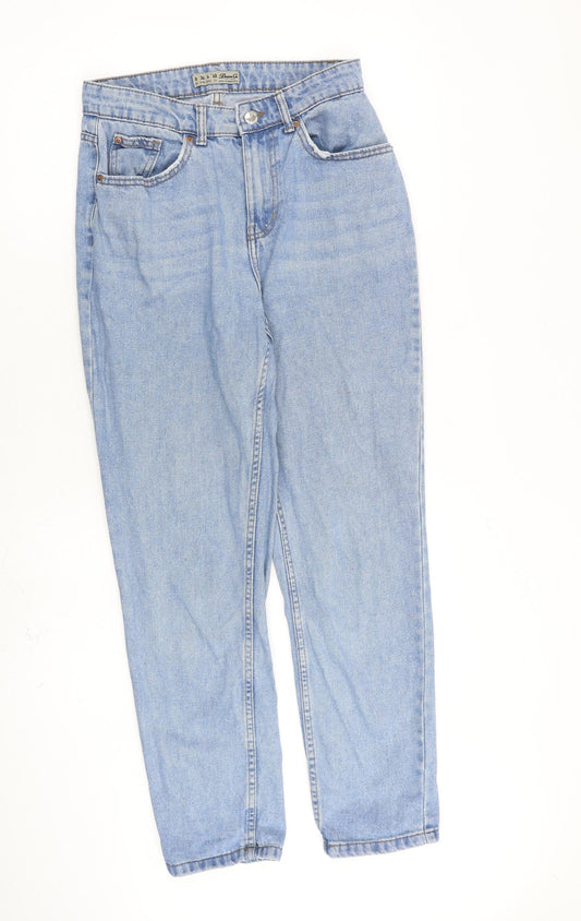 Denim & Co. Womens Blue Cotton Straight Jeans Size 8 L28 in Regular Zip