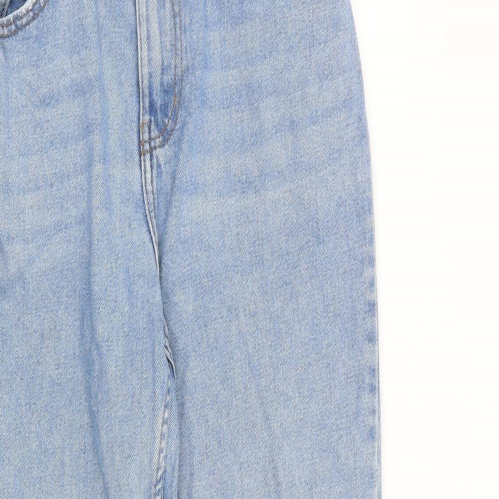 Denim & Co. Womens Blue Cotton Straight Jeans Size 8 L28 in Regular Zip