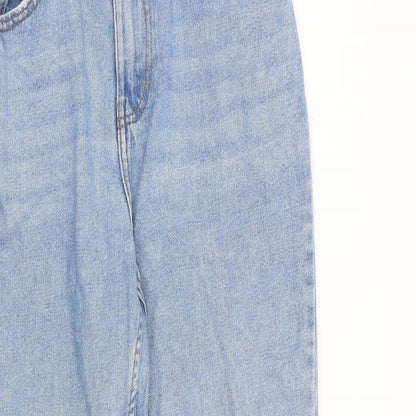 Denim & Co. Womens Blue Cotton Straight Jeans Size 8 L28 in Regular Zip
