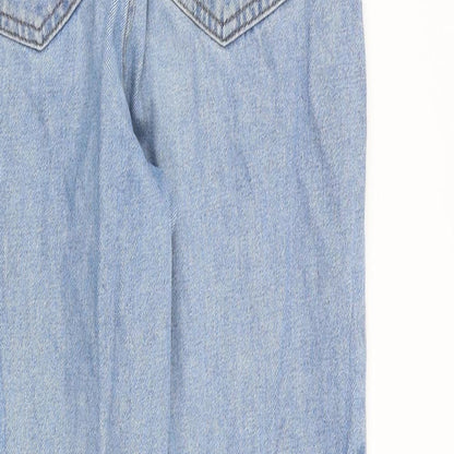 Denim & Co. Womens Blue Cotton Straight Jeans Size 8 L28 in Regular Zip