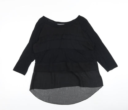 Apricot Womens Black Polyester Basic Blouse Size S Round Neck
