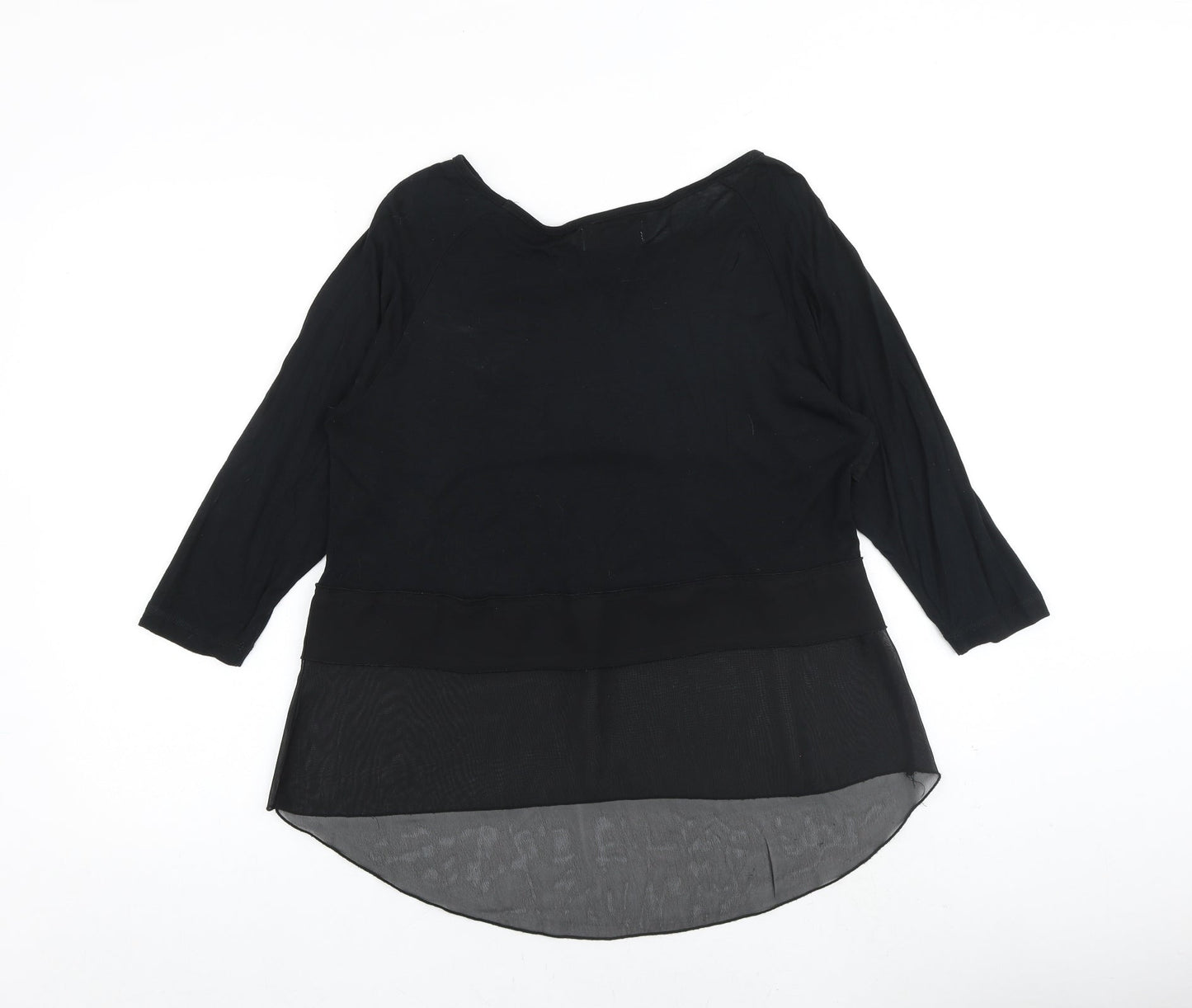 Apricot Womens Black Polyester Basic Blouse Size S Round Neck