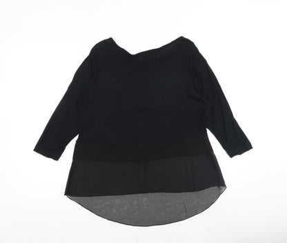 Apricot Womens Black Polyester Basic Blouse Size S Round Neck