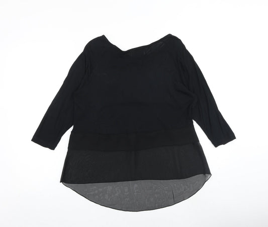 Apricot Womens Black Polyester Basic Blouse Size S Round Neck