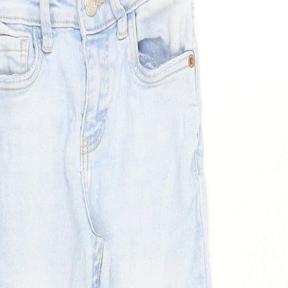 Zara Girls Blue 100% Cotton Boyfriend Jeans Size 7 Years Regular Zip