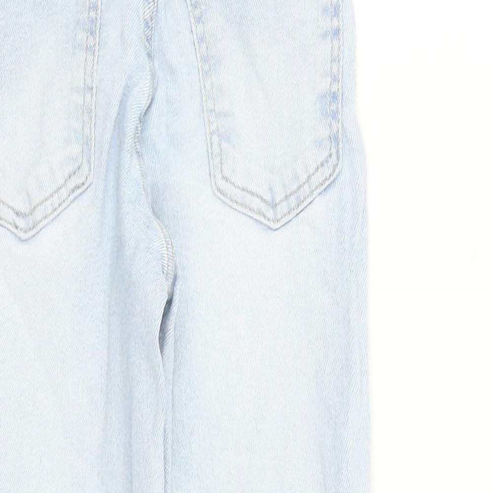 Zara Girls Blue 100% Cotton Boyfriend Jeans Size 7 Years Regular Zip