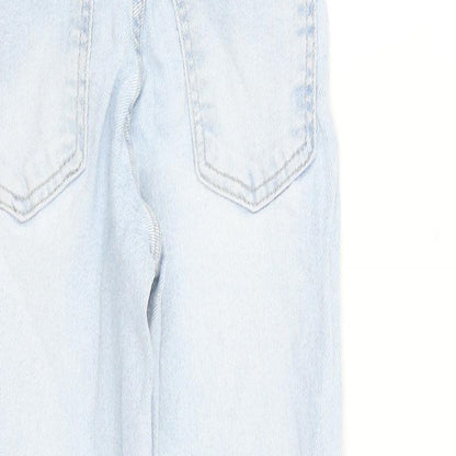 Zara Girls Blue 100% Cotton Boyfriend Jeans Size 7 Years Regular Zip
