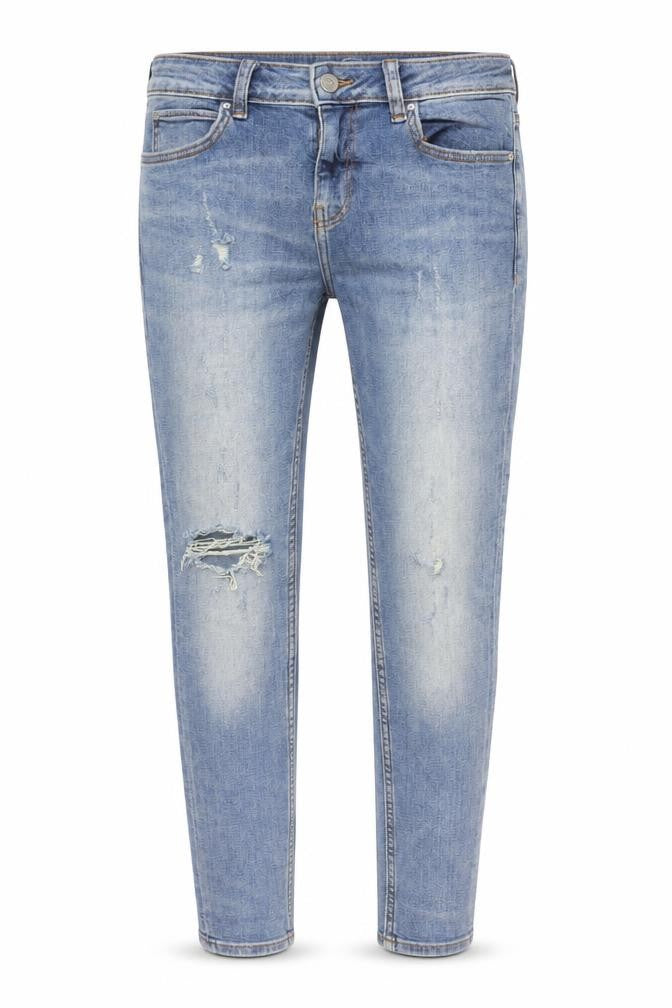 Front view of ASOS women’s blue cotton skinny jeans, size UK 28, in, 30-inch leg regular zip