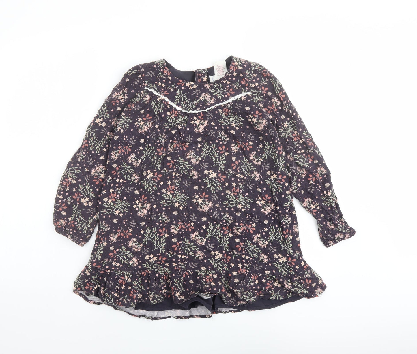 The Prairie Girls Multicoloured Floral Viscose Trapeze & Swing Size 7 Years Round Neck Button