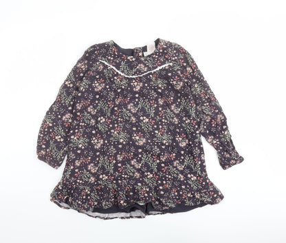 The Prairie Girls Multicoloured Floral Viscose Trapeze & Swing Size 7 Years Round Neck Button