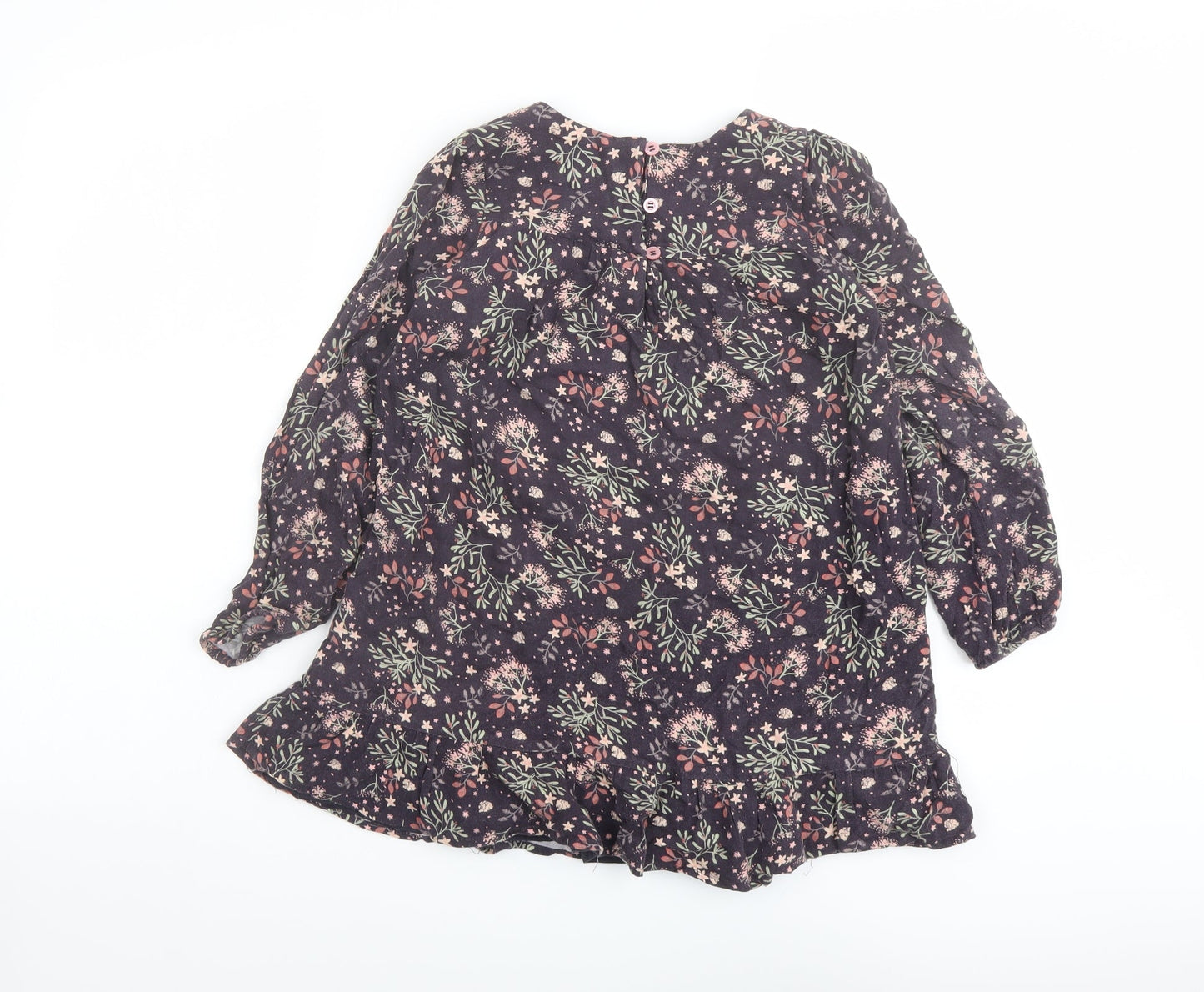 The Prairie Girls Multicoloured Floral Viscose Trapeze & Swing Size 7 Years Round Neck Button