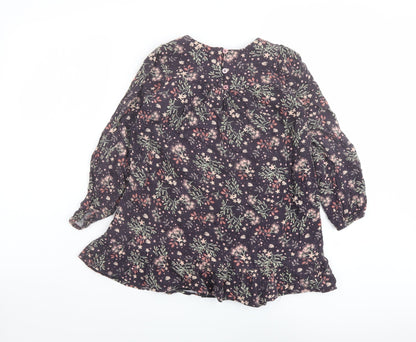 The Prairie Girls Multicoloured Floral Viscose Trapeze & Swing Size 7 Years Round Neck Button