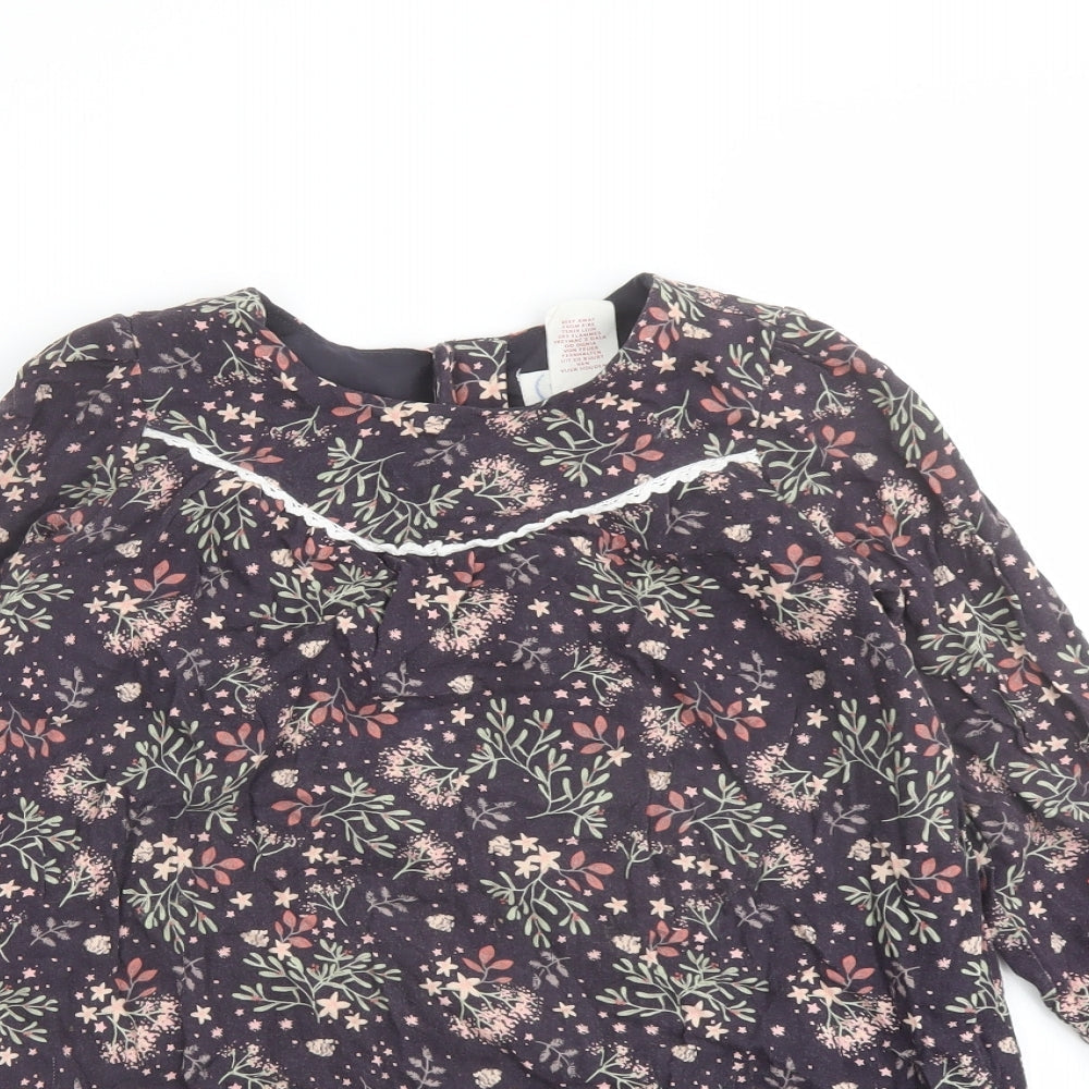 The Prairie Girls Multicoloured Floral Viscose Trapeze & Swing Size 7 Years Round Neck Button