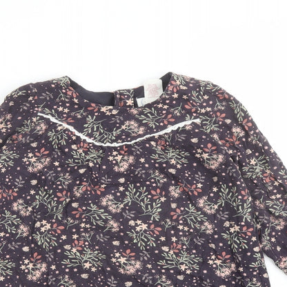 The Prairie Girls Multicoloured Floral Viscose Trapeze & Swing Size 7 Years Round Neck Button