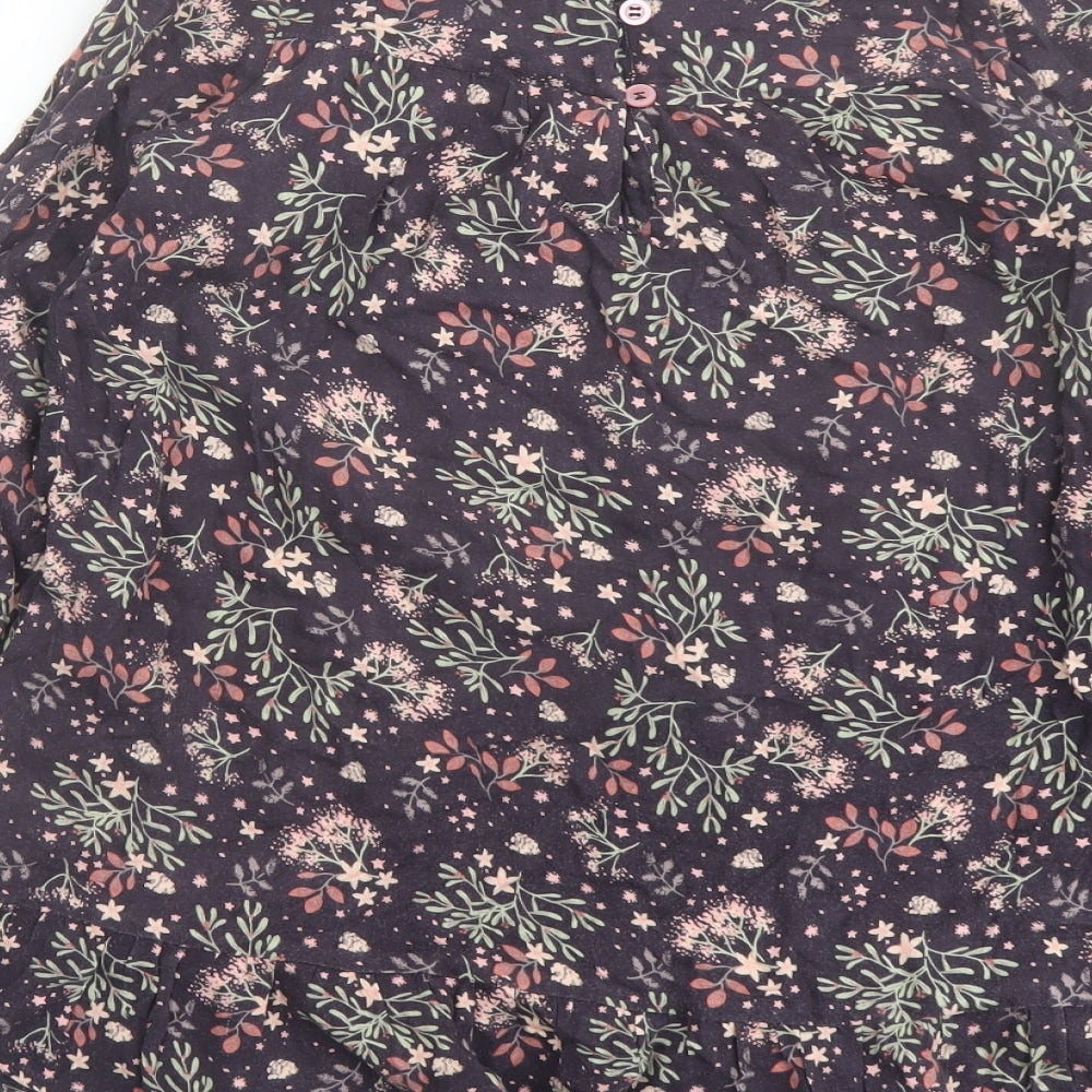 The Prairie Girls Multicoloured Floral Viscose Trapeze & Swing Size 7 Years Round Neck Button