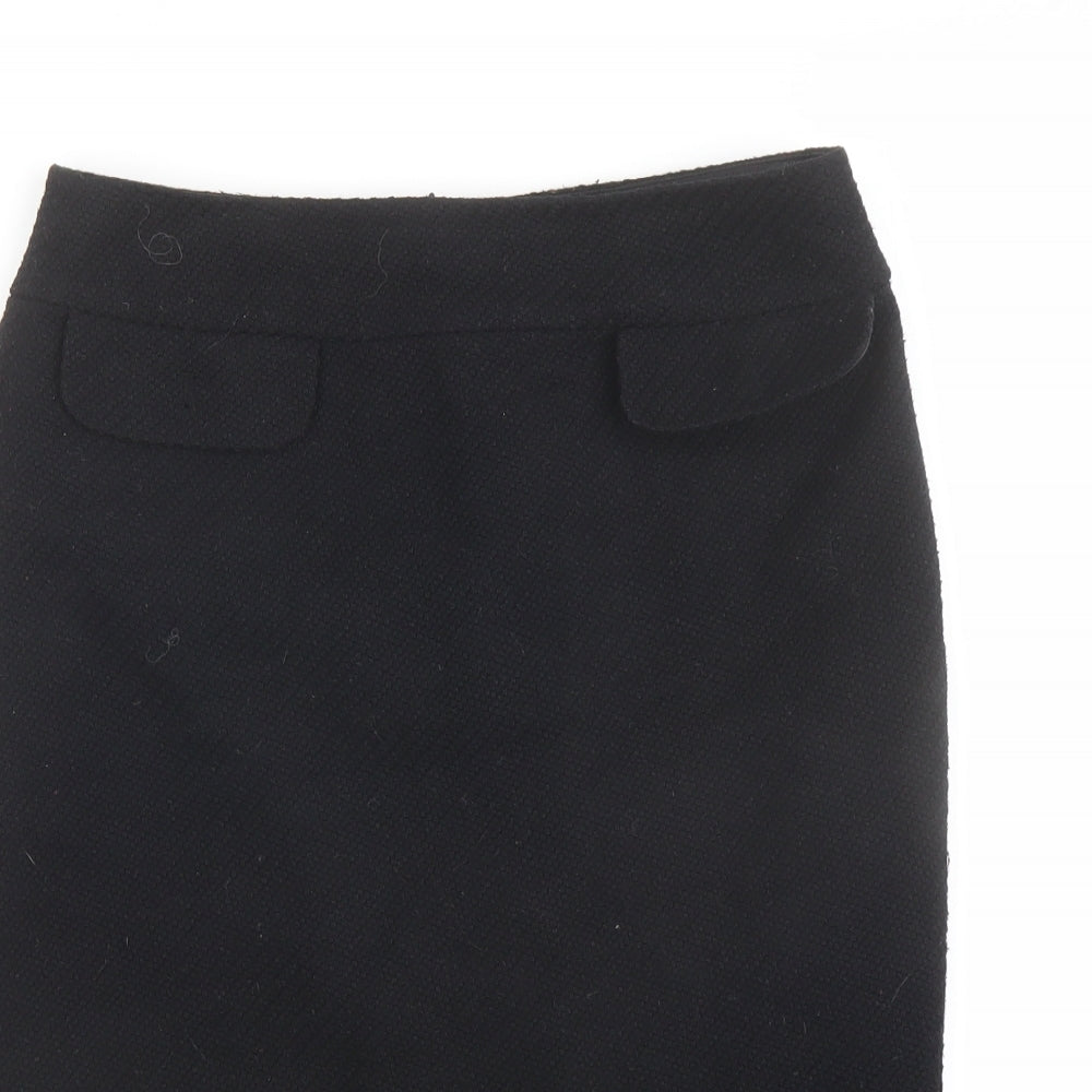 Marks and Spencer Womens Black Polyester Swing Skirt Size 10 Zip