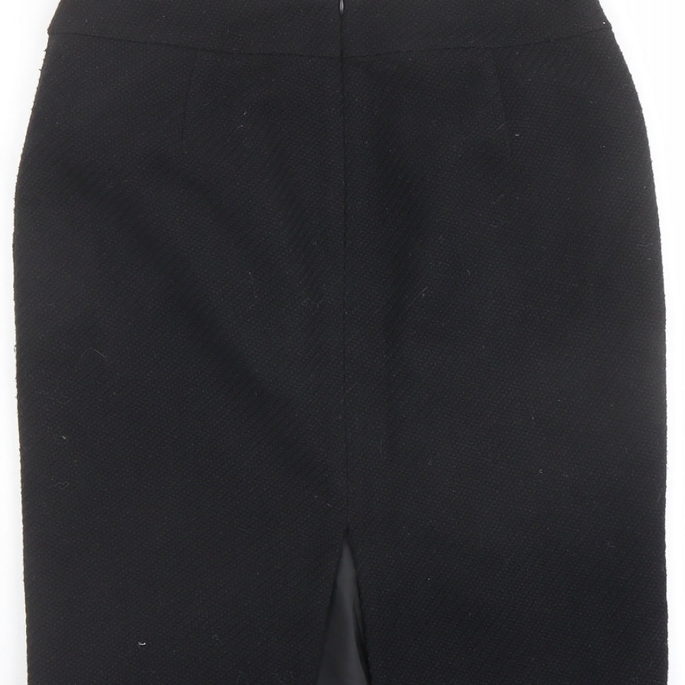 Marks and Spencer Womens Black Polyester Swing Skirt Size 10 Zip