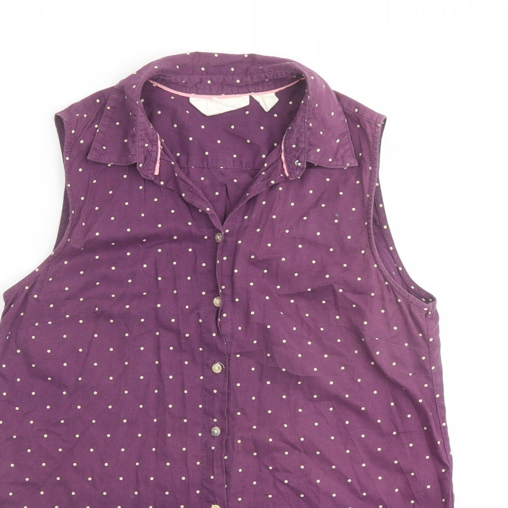 Womens UK Size 8 H&M Purple Basic Button-Up