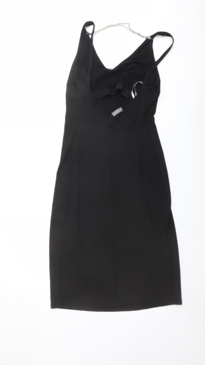 Press & Bastyan Womens Black Polyester A-Line Size 8 Scoop Neck Pullover