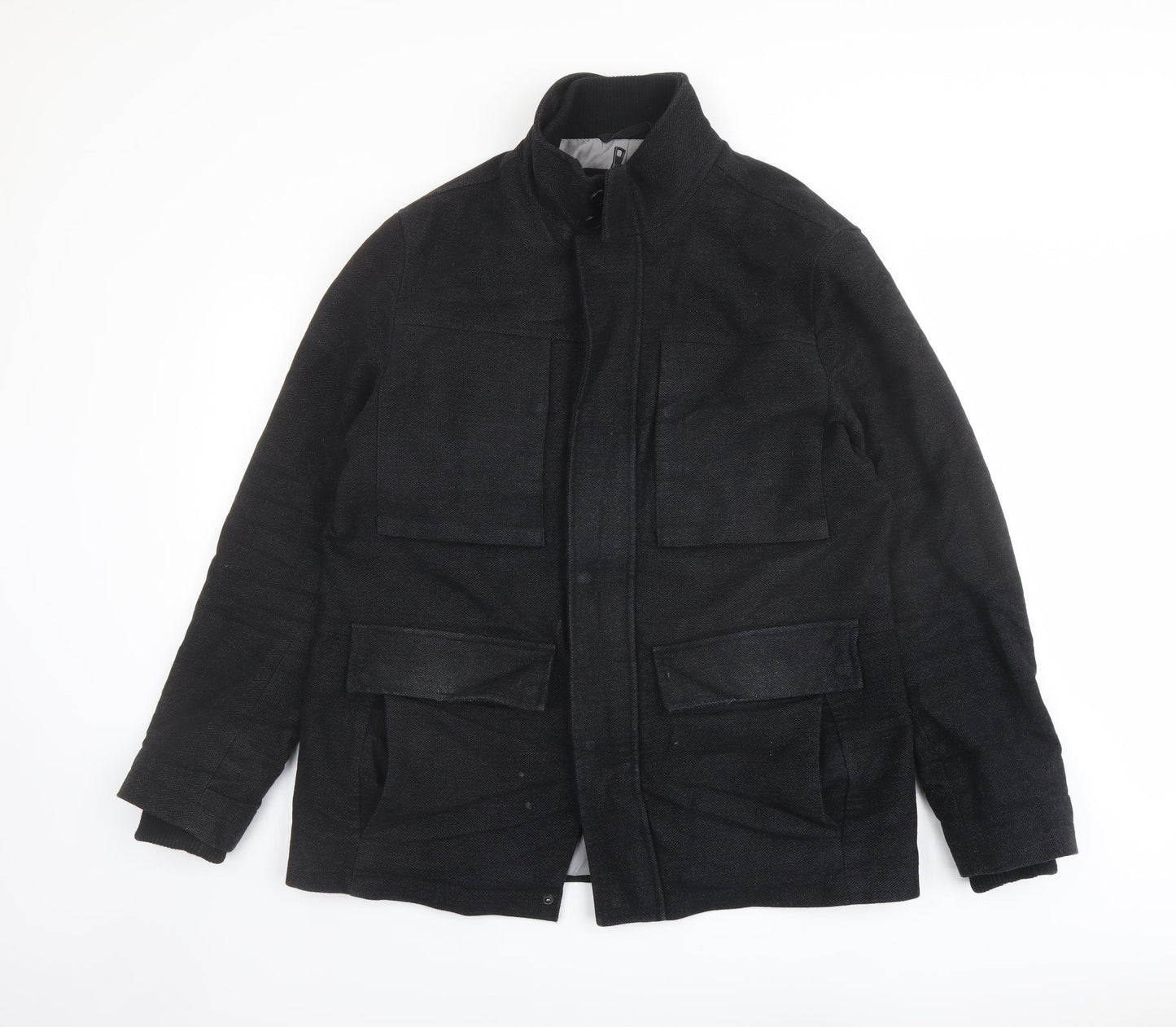 Mens UK Size L Marks and Spencer Black Pea Coat
