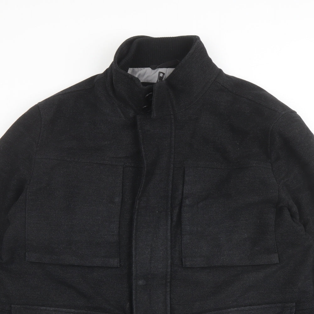 Mens UK Size L Marks and Spencer Black Pea Coat
